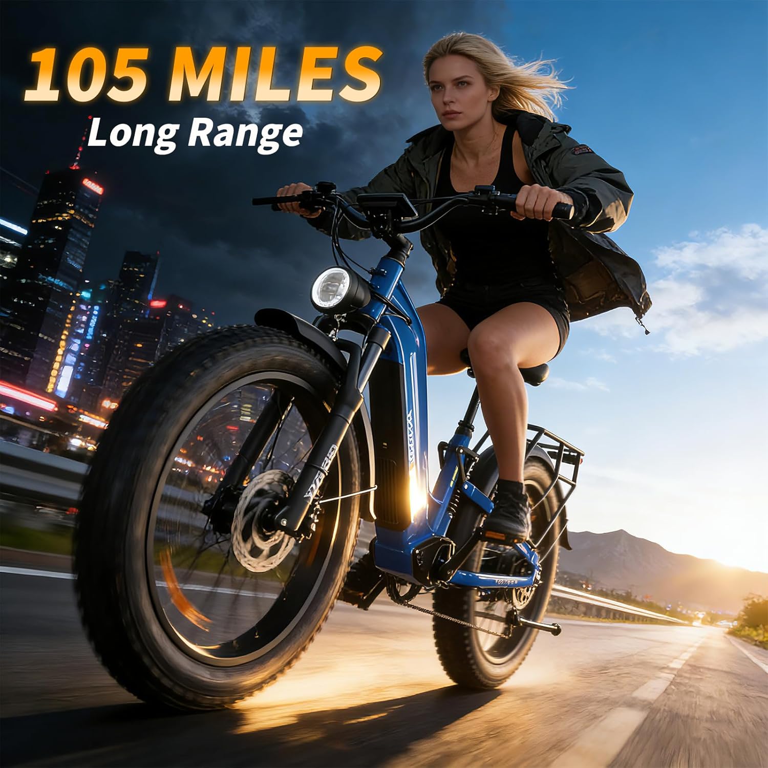 FREESKY Ranger Air Dual Motor Electric Bike for Adults 200Nm Fast Ebike 105Miles Long Range Electric Mountain Bike,48V 25Ah Battery, 26" Fat Tyre E Bike with Hydraulic Brake Electric Bicycle for Adult