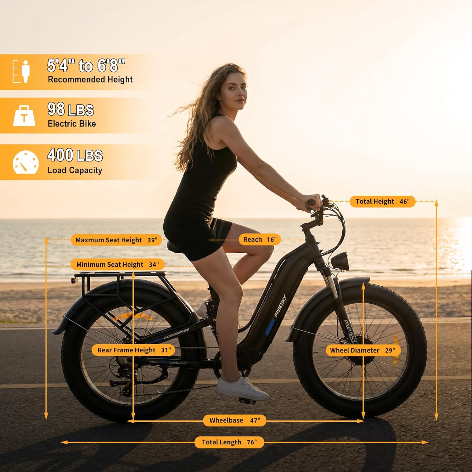 FREESKY Ranger Air Dual Motor Electric Bike for Adults 200Nm Fast Ebike 105Miles Long Range Electric Mountain Bike,48V 25Ah Battery, 26" Fat Tyre E Bike with Hydraulic Brake Electric Bicycle for Adult