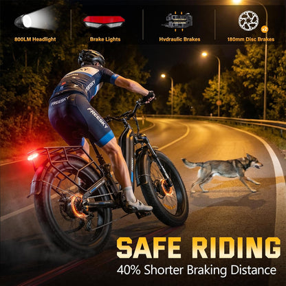FREESKY Ranger Air Dual Motor Electric Bike for Adults 200Nm Fast Ebike 105Miles Long Range Electric Mountain Bike,48V 25Ah Battery, 26" Fat Tyre E Bike with Hydraulic Brake Electric Bicycle for Adult