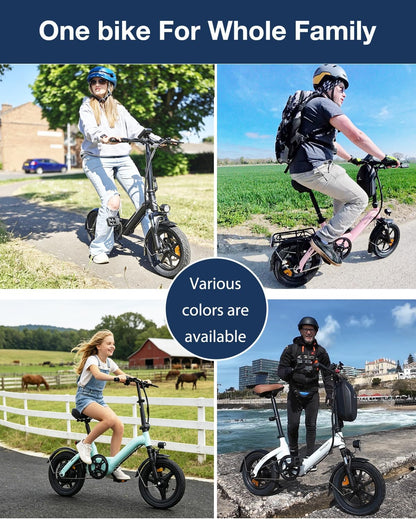 Bodywel Foldable Electric Bike for Adults, 14" Fat Tire Ebike with 36V 10ah battery，Dual Shock Absorber, E-bike for Commuting and Off-Road Adventures